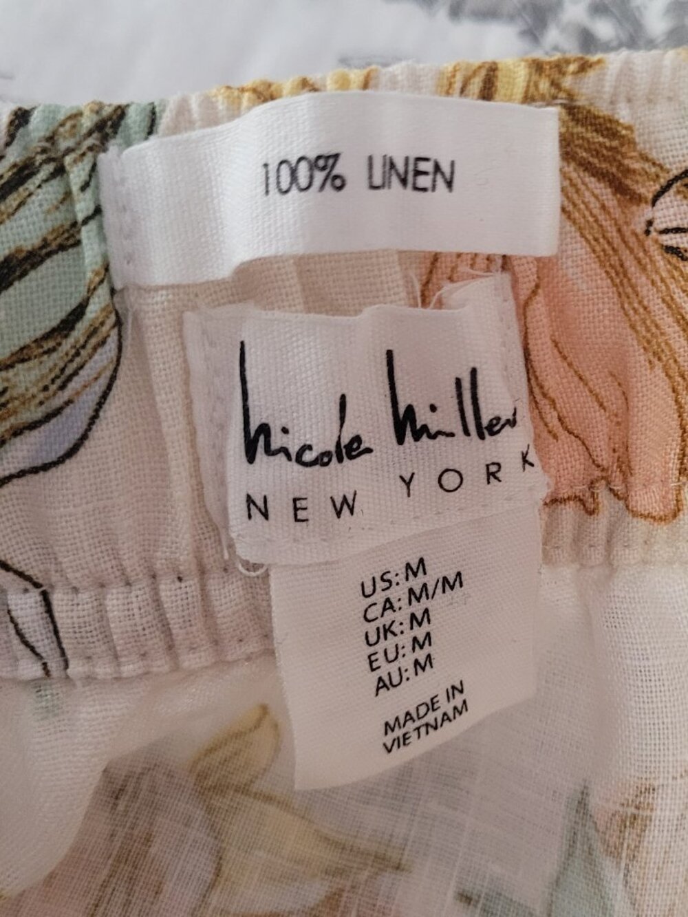 Nicole Miller A-Line 100% Linen Maxi Skirt Floral Print Medium EUC - Picture 2 of 8